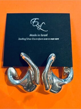 E&L Sterling Silver Sculptural Earrings - Silver
